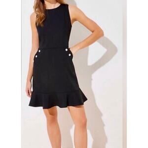 NWT‎ Ann Taylor Loft Size Small black Peplum Sheath Flare Dress Thigh Length